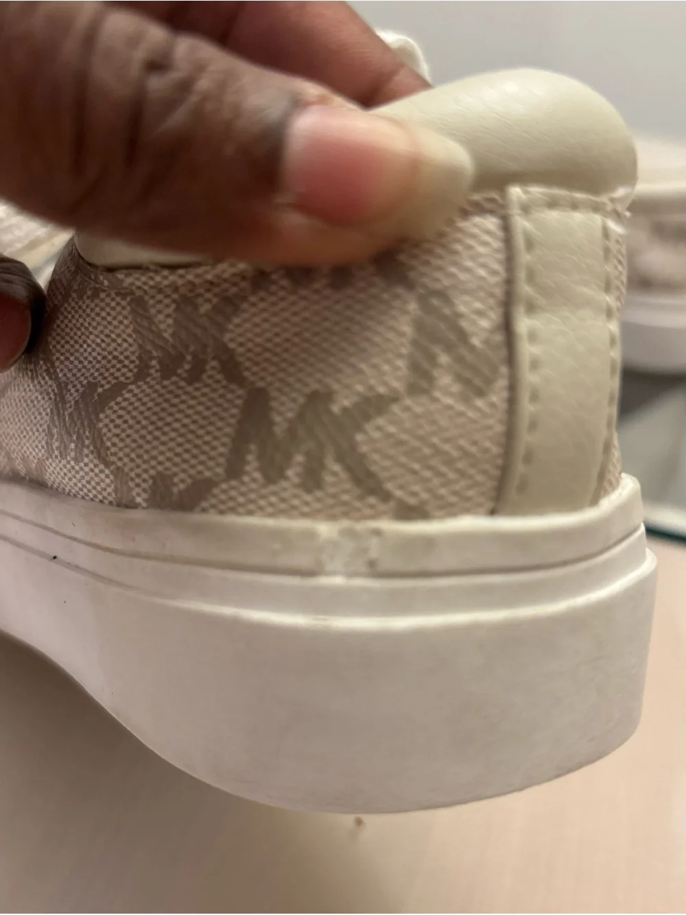 Michael Kors Cream and Gold MK Logo Canvas Sneakers size 13